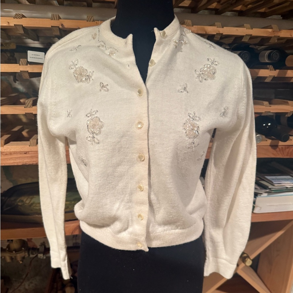 Vintage‎ Embellished White Cardigan